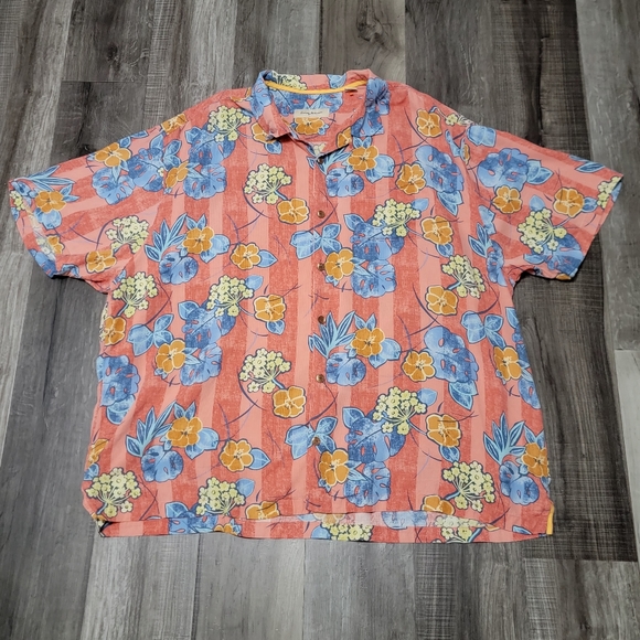 Tommy Bahama 100% Silk Orange Floral Shirt Size 3XB - Picture 3 of 13